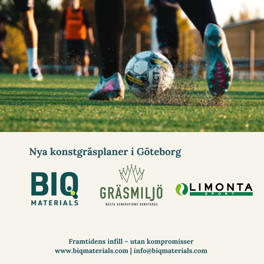 Flera nya konstgräsplaner i Göteborg väljer biologiskt nedbrytbart infill från BIQ Materials